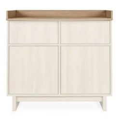 Chambre trio kyo lit bébé évolutif 70 x 120 cm + armoire + commode avec plan à langer - honey ash