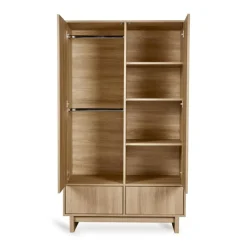 Chambre trio kyo lit bébé évolutif 70 x 120 cm + armoire + commode avec plan à langer - honey ash