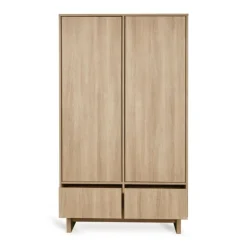 Chambre trio kyo lit bébé évolutif 70 x 120 cm + armoire + commode avec plan à langer - honey ash