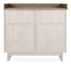Chambre trio kyo lit bébé évolutif 70 x 120 cm + armoire + commode avec plan à langer - walnut