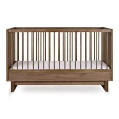 Chambre trio kyo lit bébé évolutif 70 x 120 cm + armoire + commode avec plan à langer - walnut