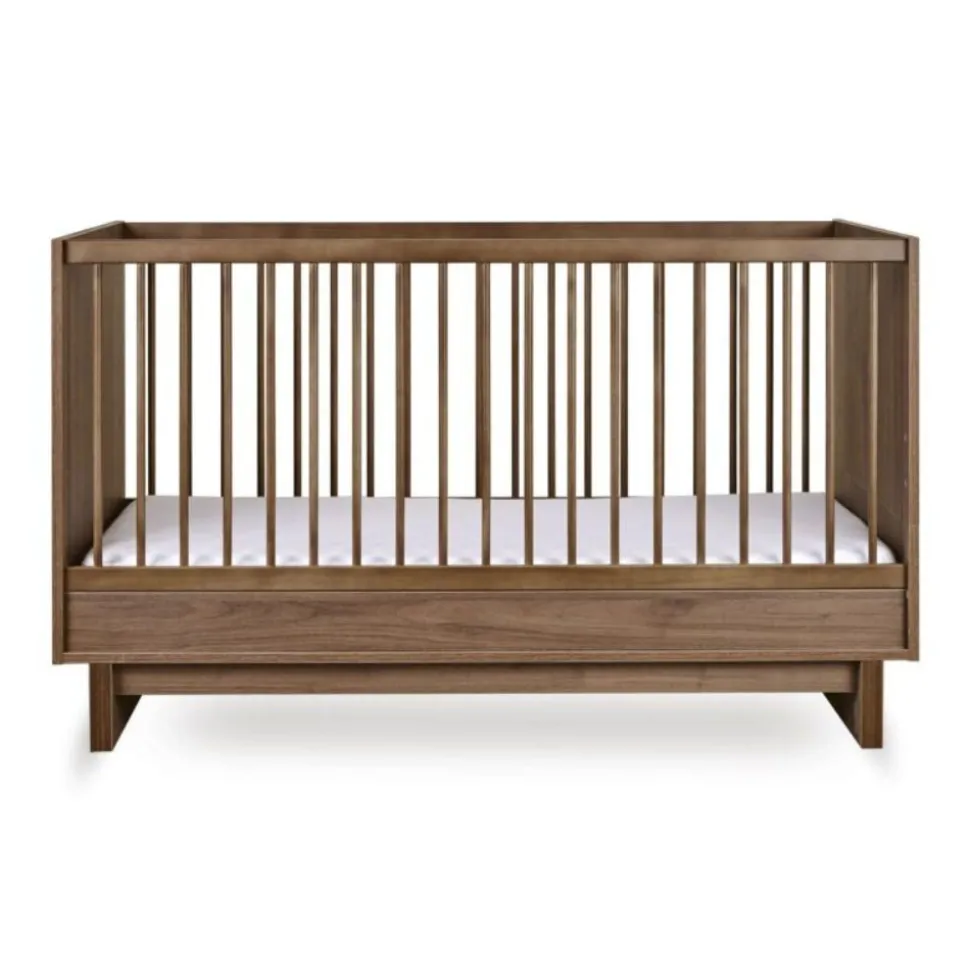 Chambre trio kyo lit bébé évolutif 70 x 120 cm + armoire + commode avec plan à langer - walnut