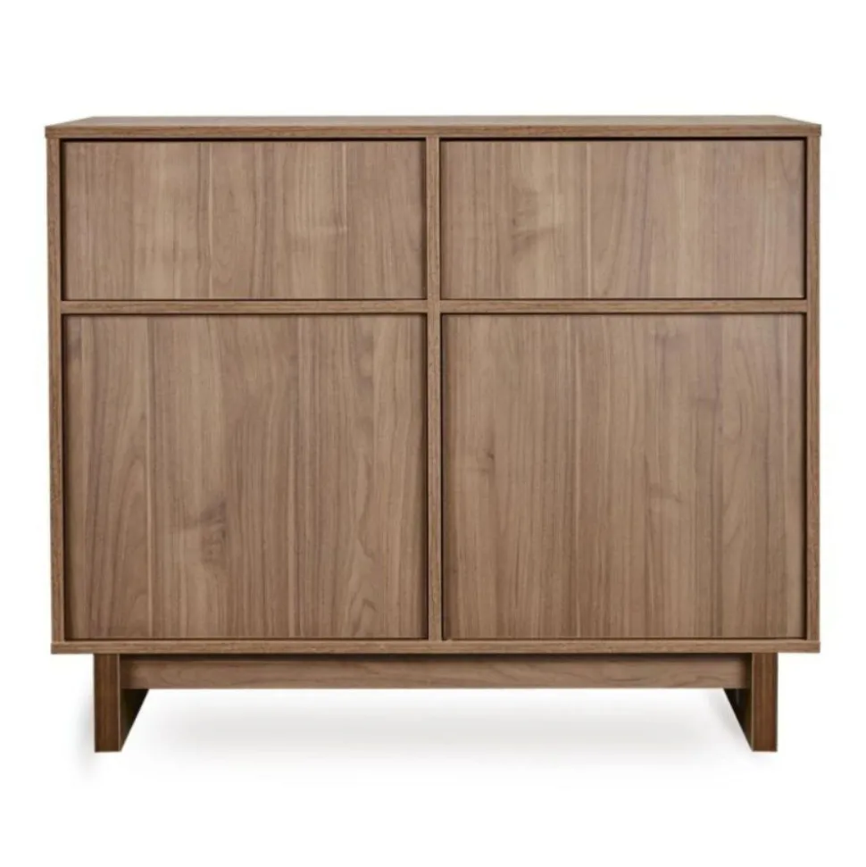 Chambre trio kyo lit bébé évolutif 70 x 120 cm + armoire + commode avec plan à langer - walnut