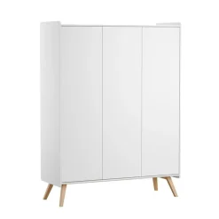 Chambre trio lit bébé évolutif 70 x 140 cm + commode 3 tiroirs + armoire 3 portes vintage blanc