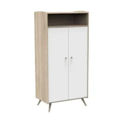 Chambre trio lit bébé 70x140 + armoire + commode access bois blanc