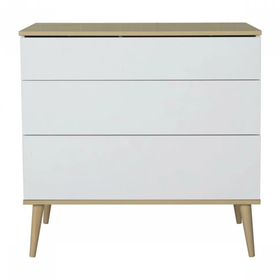 Chambre trio lit bébé 60x120 cm + armoire xl + commode avec plan à langer flow white & oak