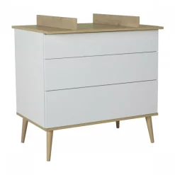 Chambre trio lit bébé 60x120 cm + armoire xl + commode avec plan à langer flow white & oak