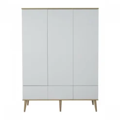 Chambre trio lit bébé 60x120 cm + armoire xl + commode avec plan à langer flow white & oak