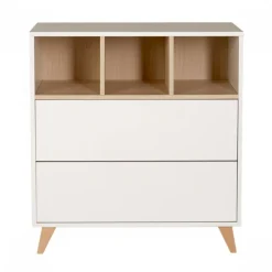 Chambre trio lit bébé 60x120 cm + armoire + commode avec plan à langer loft white