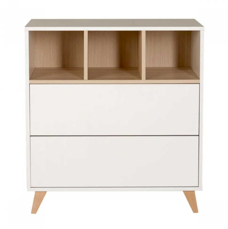 Chambre trio lit bébé 60x120 cm + armoire + commode avec plan à langer loft white