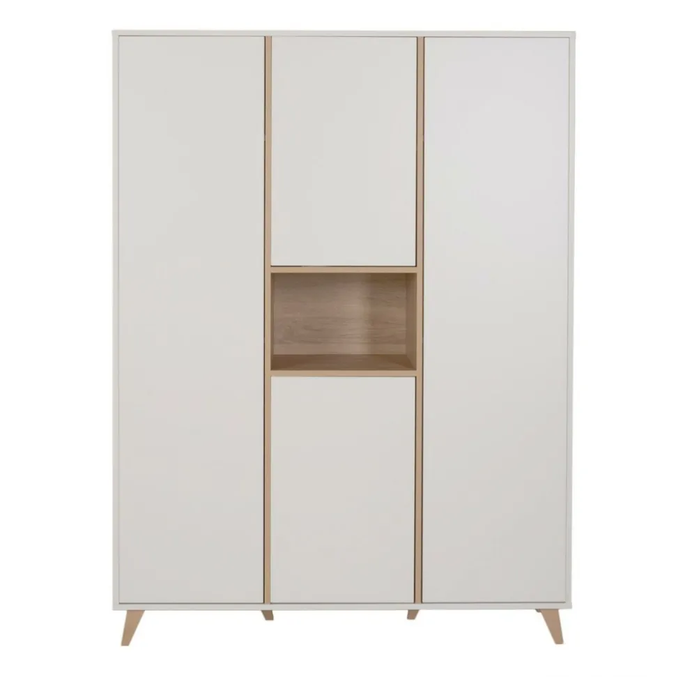 Chambre trio lit bébé 60x120 cm + armoire xl + commode avec plan à langer cocoon latte