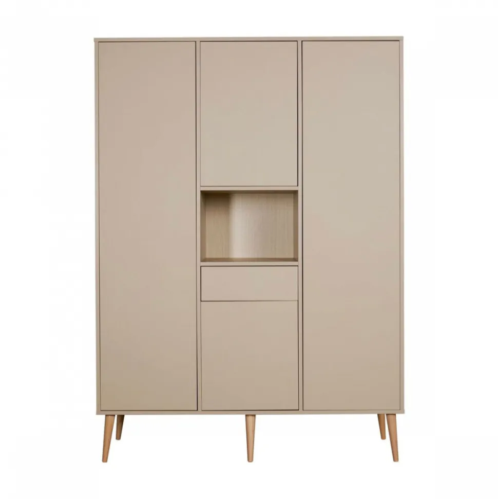 Chambre trio lit bébé 60x120 cm + armoire xl + commode avec plan à langer cocoon latte