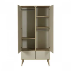 Chambre trio lit bébé 60x120 cm + armoire + commode avec plan à langer flow argile & oak