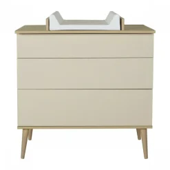 Chambre trio lit bébé 60x120 cm + armoire + commode avec plan à langer flow argile & oak