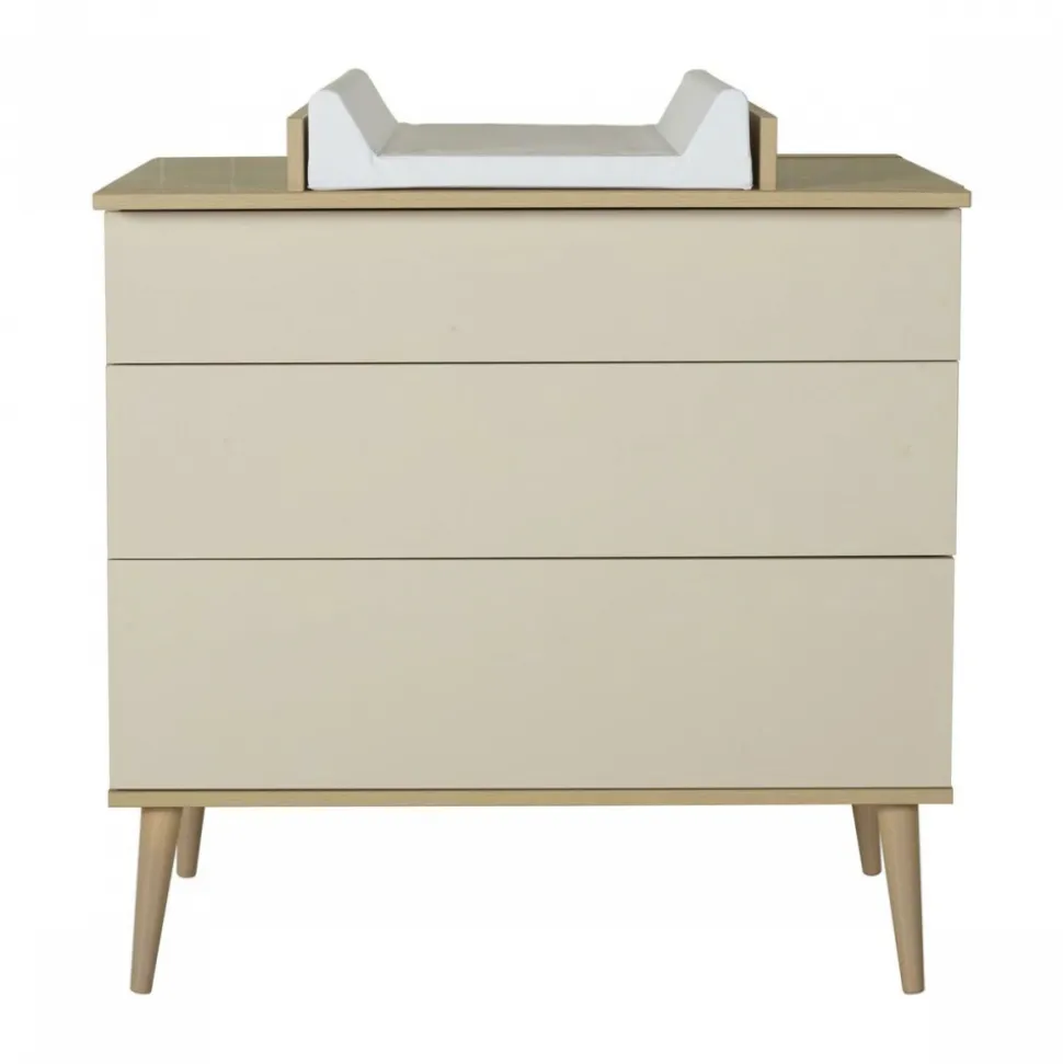 Chambre trio lit bébé 60x120 cm + armoire + commode avec plan à langer flow argile & oak