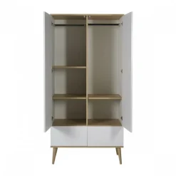 Chambre trio lit bébé 60x120 cm + armoire + commode avec plan à langer flow white & oak