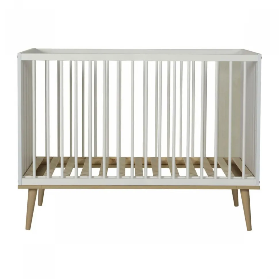 Chambre trio lit bébé 60x120 cm + armoire + commode avec plan à langer flow white & oak
