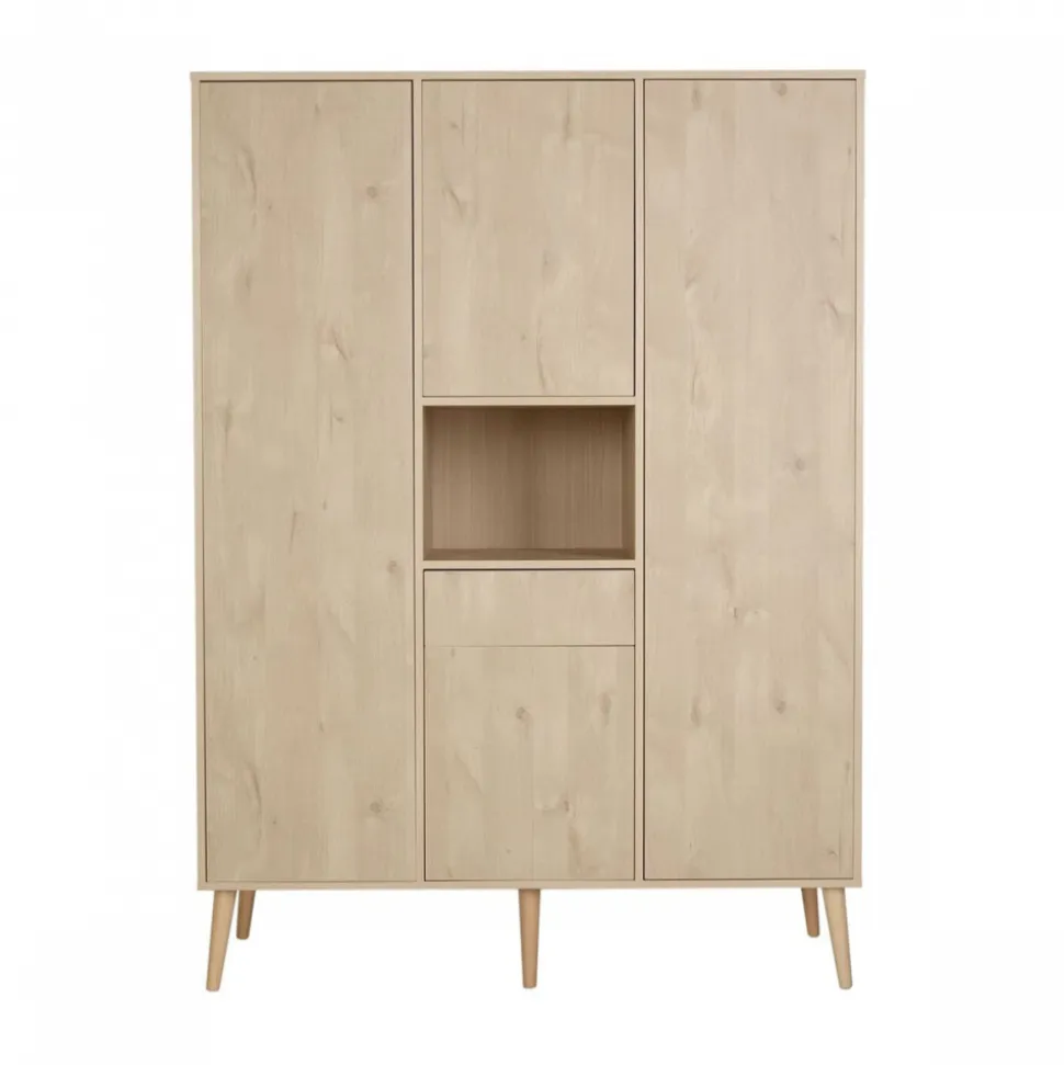 Chambre trio lit bébé 60x120 cm + armoire xl + commode avec plan à langer cocoon natural oak