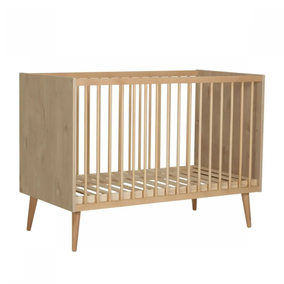 Chambre trio lit bébé 60x120 cm + armoire xl + commode avec plan à langer cocoon natural oak