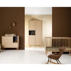 Chambre trio lit bébé 60x120 cm + armoire + commode avec plan à langer cocoon latte