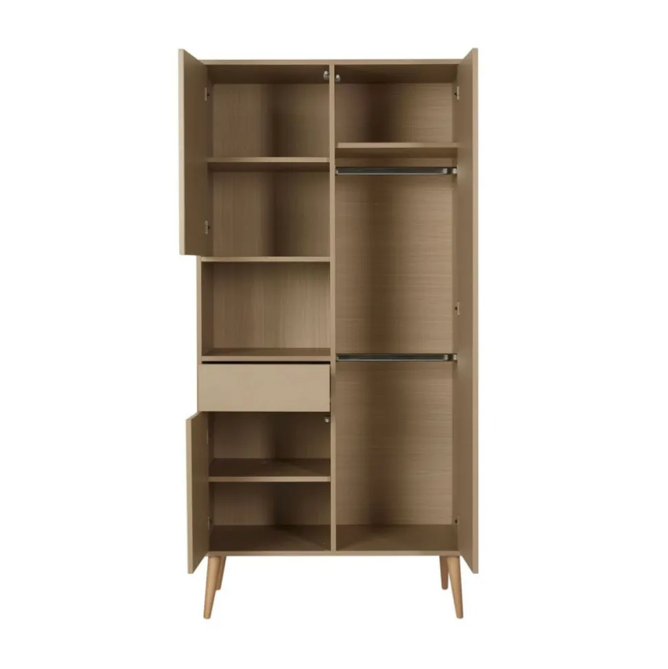 Chambre trio lit bébé 60x120 cm + armoire + commode avec plan à langer cocoon latte