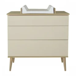 Chambre trio lit bébé 60x120 cm + armoire xl + commode avec plan à langer flow argile & oak
