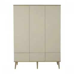 Chambre trio lit bébé 60x120 cm + armoire xl + commode avec plan à langer flow argile & oak