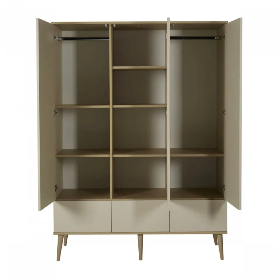 Chambre trio lit bébé 60x120 cm + armoire xl + commode avec plan à langer flow argile & oak