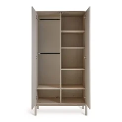 Chambre trio lit bébé 70x140 cm ashi argile+commode 3 tiroirs avec plan à langer+armoire 2 portes