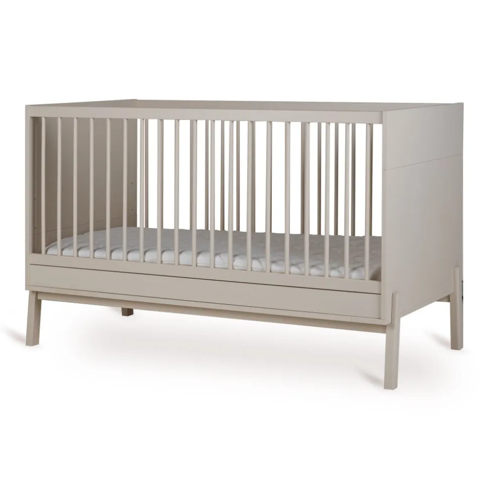 Chambre trio lit bébé 70x140 cm ashi argile+commode 3 tiroirs avec plan à langer+armoire 2 portes