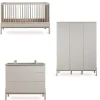 Chambre trio lit bébé 70x140 cm ashi argile + commode 3 tiroirs avec plan à langer + armoire 3 portes