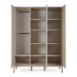 Chambre trio lit bébé 70x140 cm ashi argile + commode 3 tiroirs avec plan à langer + armoire 3 portes