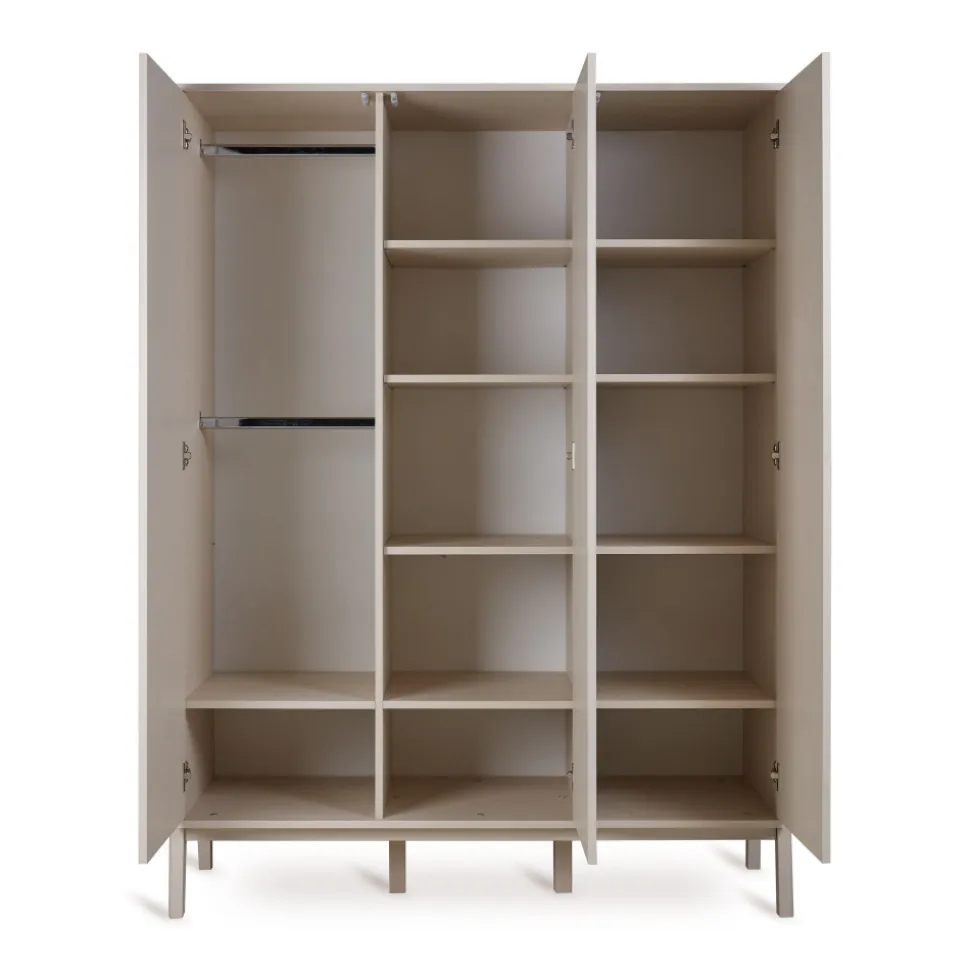 Chambre trio lit bébé 70x140 cm ashi argile + commode 3 tiroirs avec plan à langer + armoire 3 portes