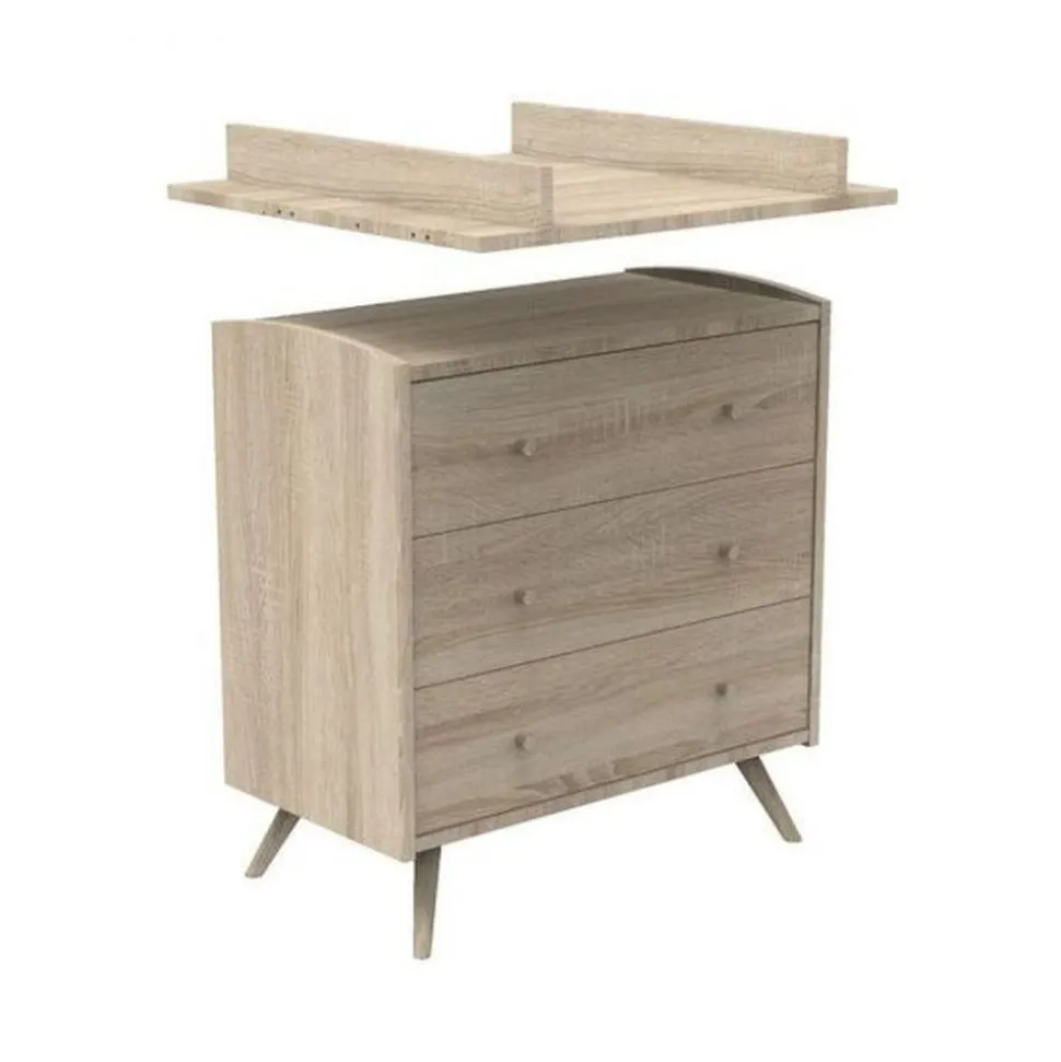 Chambre trio lit bébé 60x120 cm + commode 3 tiroirs + armoire access bois