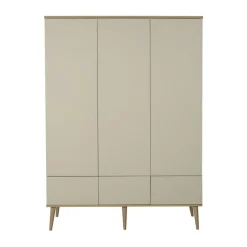 Chambre trio lit bébé 70x140 cm évolutif en lit enfant + armoire xl + commode avec plan à langer flow argile & oak