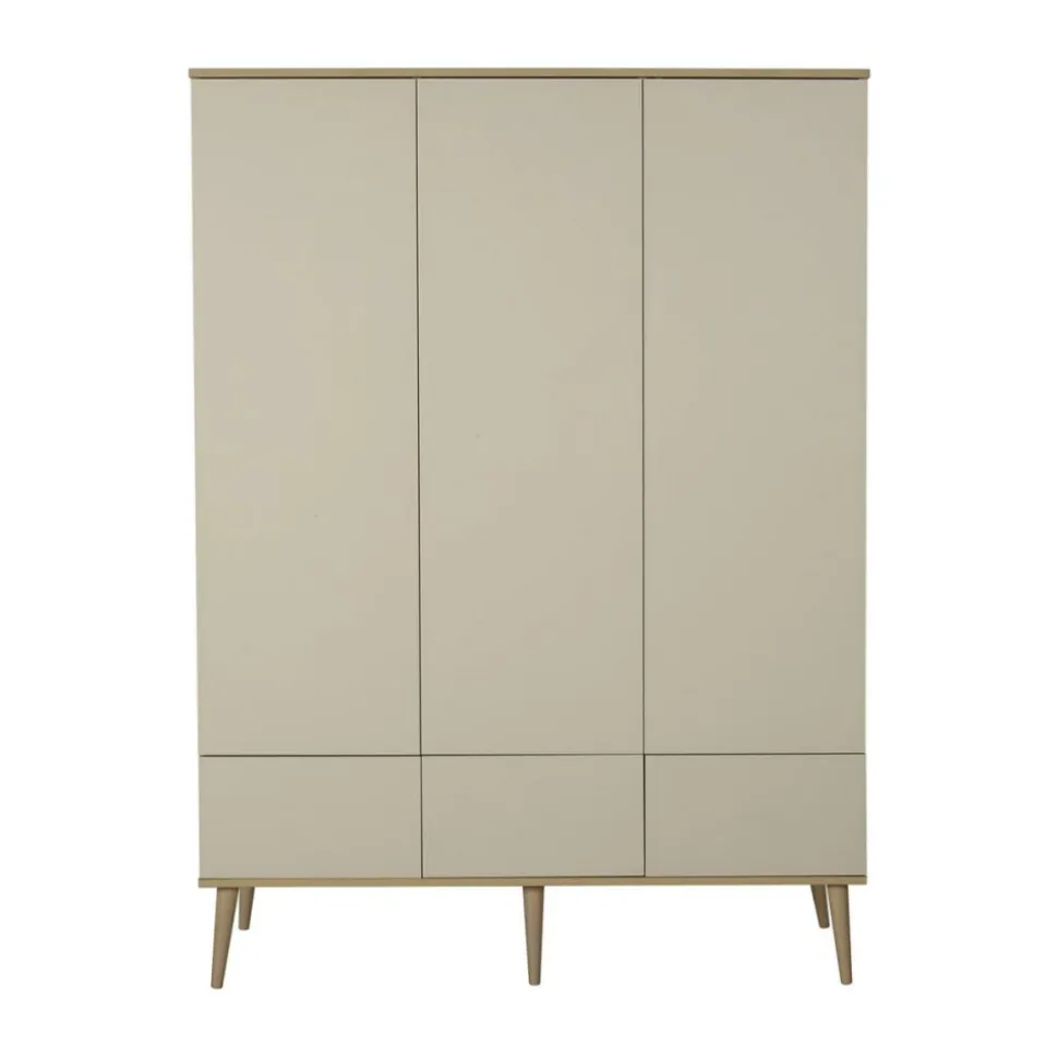 Chambre trio lit bébé 70x140 cm évolutif en lit enfant + armoire xl + commode avec plan à langer flow argile & oak