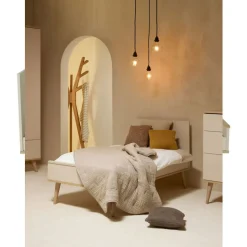 Chambre trio lit bébé 70x140 cm évolutif en lit enfant + armoire xl + commode avec plan à langer flow argile & oak