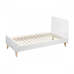 Chambre trio lit bébé 70x140 cm évolutif en lit enfant + armoire + commode avec plan à langer loft white