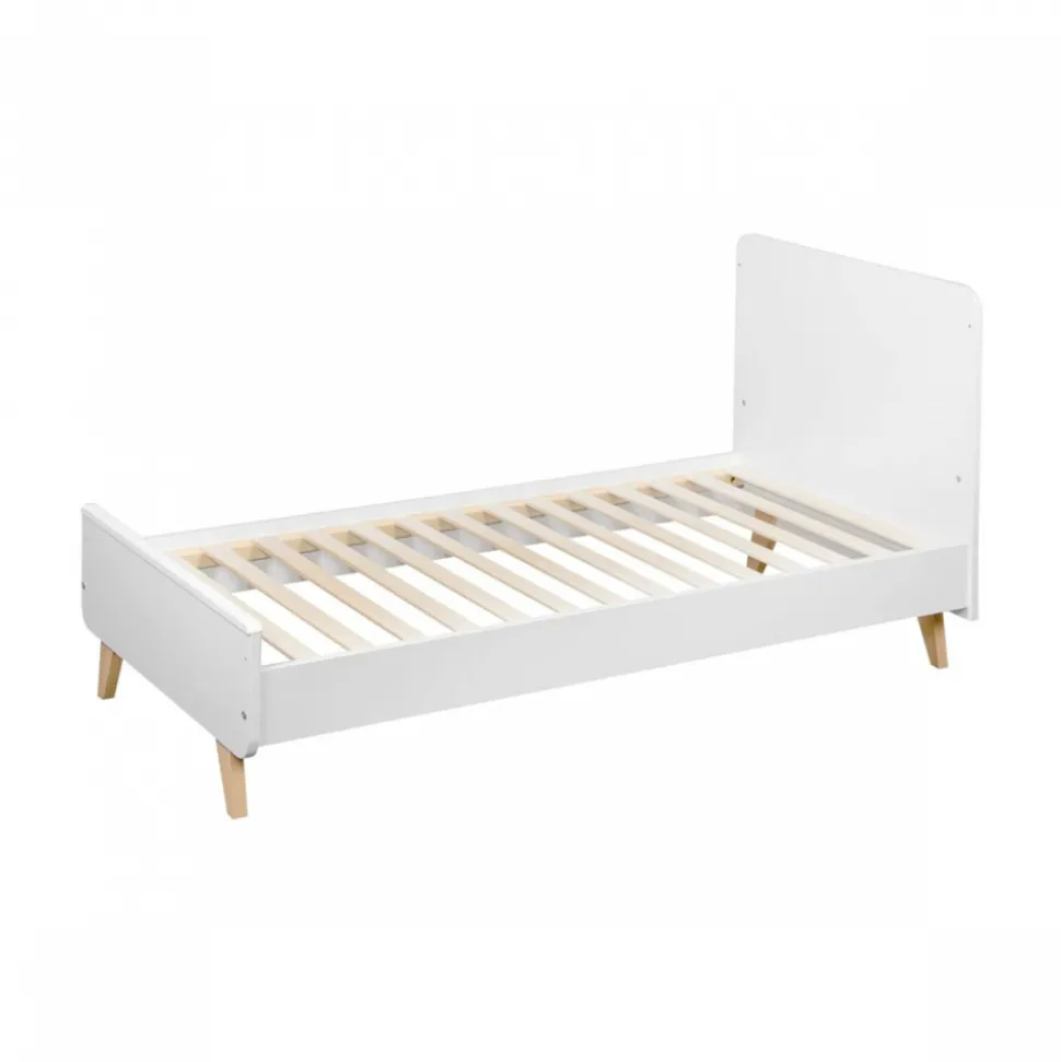 Chambre trio lit bébé 70x140 cm évolutif en lit enfant + armoire + commode avec plan à langer loft white