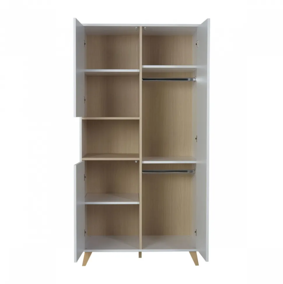 Chambre trio lit bébé 70x140 cm évolutif en lit enfant + armoire + commode avec plan à langer loft white