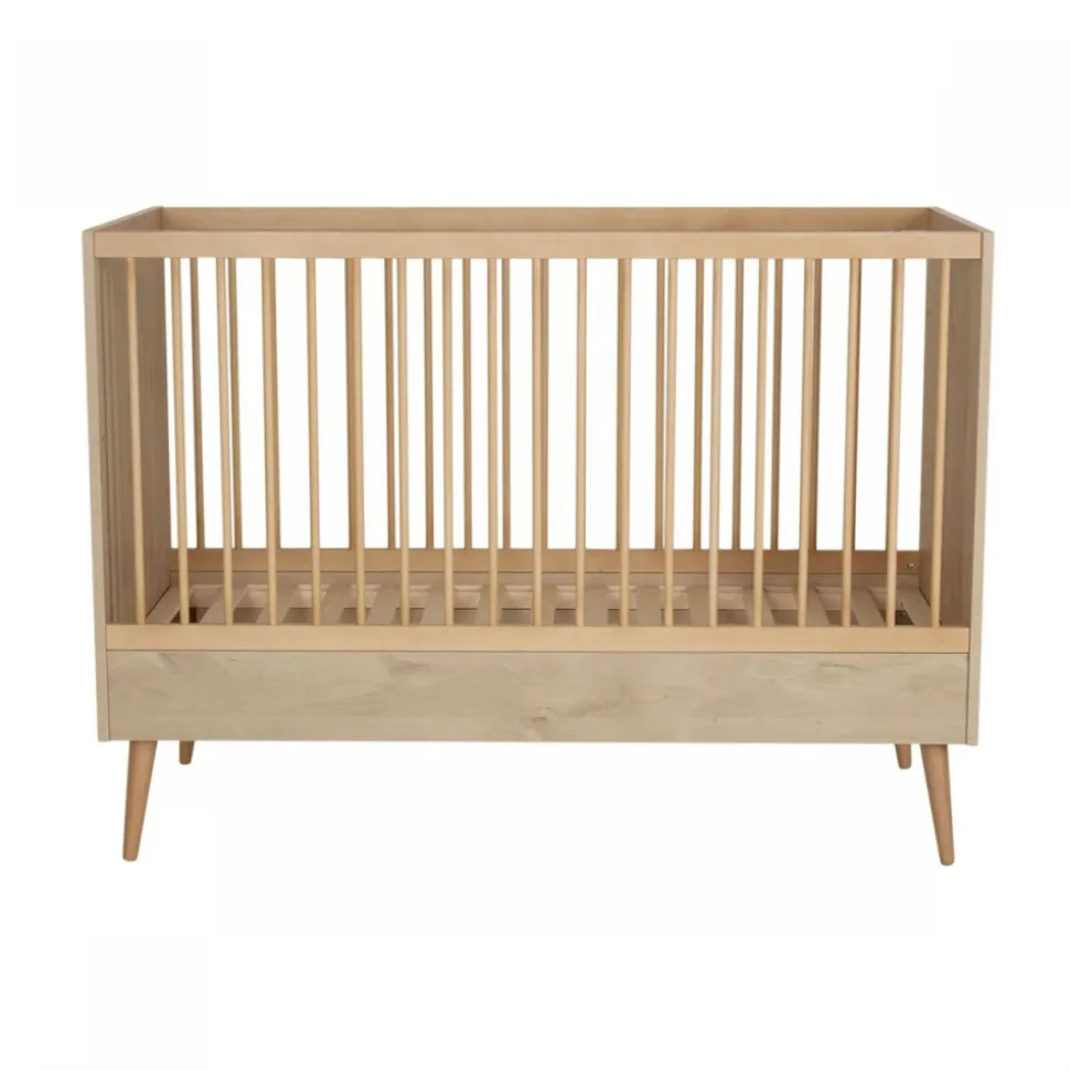 Chambre trio lit bébé 70x140 cm évolutif en lit enfant + armoire + commode avec plan à langer cocoon natural oak