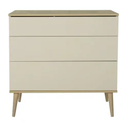 Chambre trio lit bébé 70x140 cm évolutif en lit enfant + armoire + commode avec plan à langer flow argile & oak