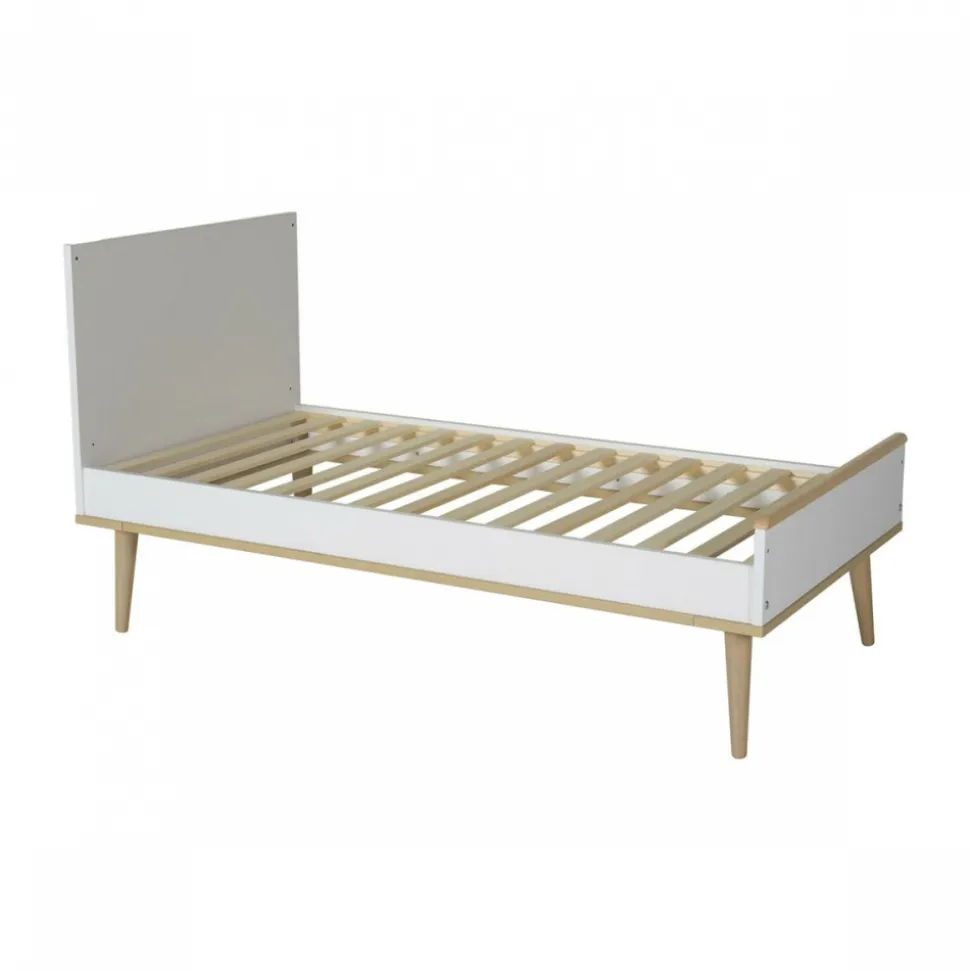Chambre trio lit bébé 70x140 cm évolutif en lit enfant + armoire + commode avec plan à langer flow white & oak