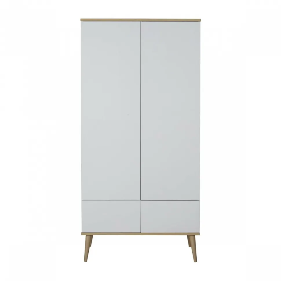 Chambre trio lit bébé 70x140 cm évolutif en lit enfant + armoire + commode avec plan à langer flow white & oak