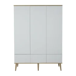Chambre trio lit bébé 70x140 cm évolutif en lit enfant + armoire xl + commode avec plan à langer flow white & oak