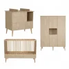 Chambre trio lit bébé 70x140 cm évolutif en lit enfant + armoire xl + commode avec plan à langer cocoon natural oak
