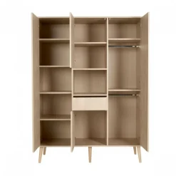 Chambre trio lit bébé 70x140 cm évolutif en lit enfant + armoire xl + commode avec plan à langer cocoon natural oak