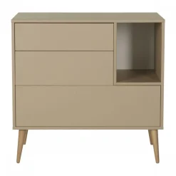 Chambre trio lit bébé 70x140 cm évolutif en lit enfant + armoire + commode avec plan à langer cocoon latte