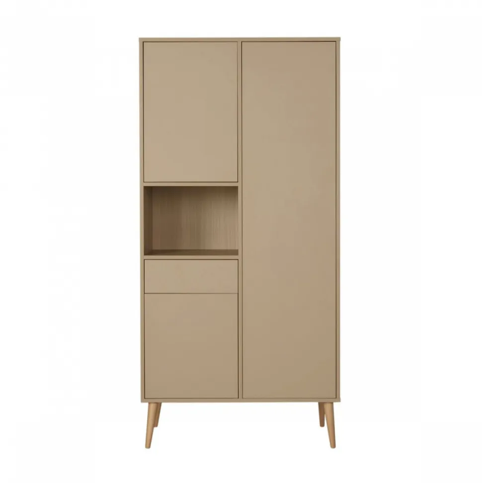 Chambre trio lit bébé 70x140 cm évolutif en lit enfant + armoire + commode avec plan à langer cocoon latte