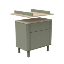 Chambre trio lit bébé 60x120 + commode 1 tiroir 2 portes + armoire eleonore kaki